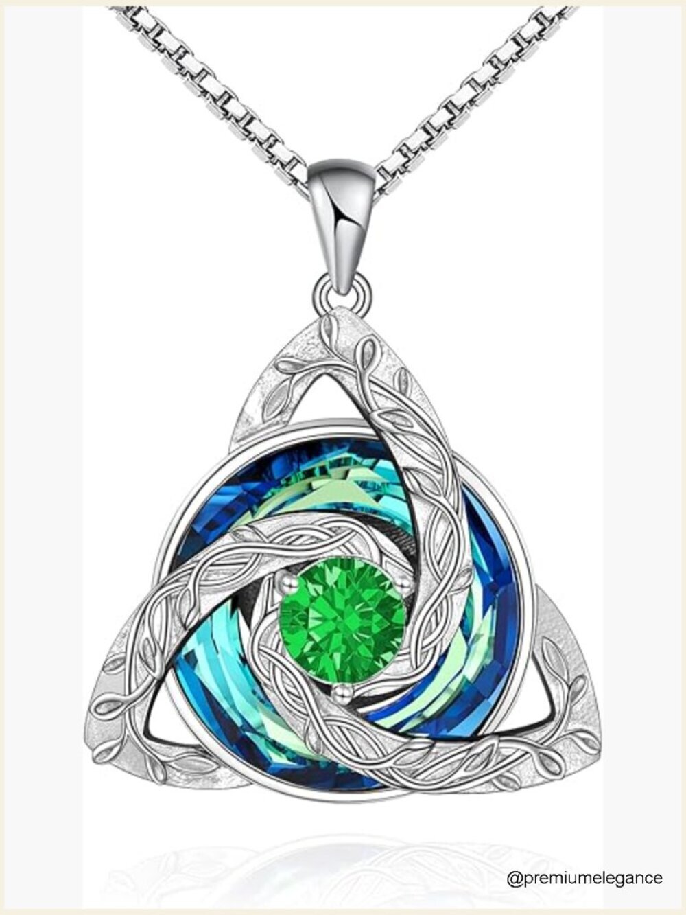 Trinity Knot Birthstone Pendant Necklace - 925 Sterling Silver Austria Crystal